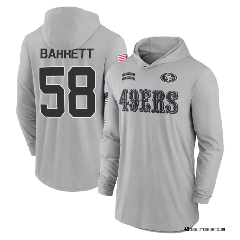 Men's Alex Barrett San Francisco 49ers Gray 2024 Salute to Service Lightweight Performance Long Sleeve Hooded T-Shirt
