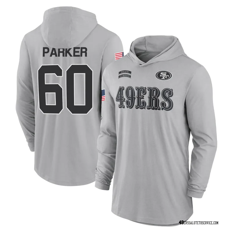 Men's Brandon Parker San Francisco 49ers Gray 2024 Salute to Service Lightweight Performance Long Sleeve Hooded T-Shirt