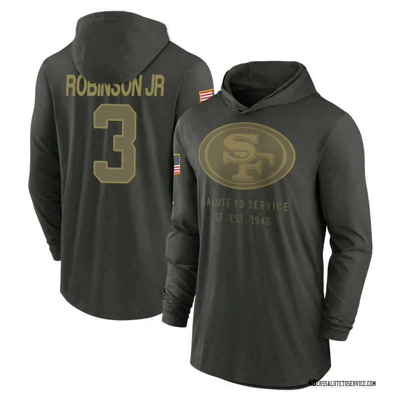 Men's Brian Robinson Jr. San Francisco 49ers Green Forest/ 2025 Salute to Service Sideline Lightweight Hooded Pullover Long Slee