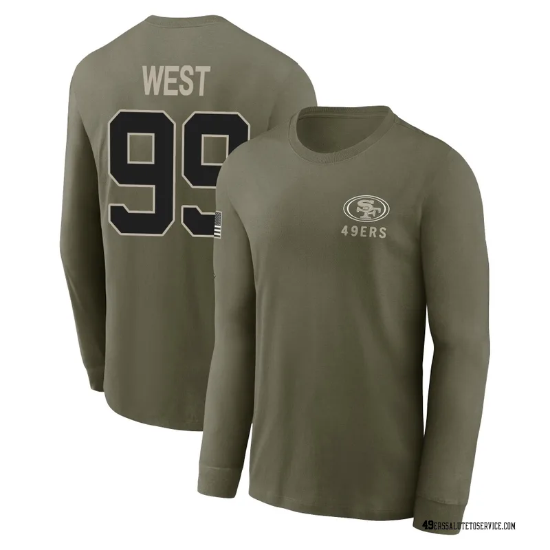 Men's C.J. West San Francisco 49ers Olive 2025 Salute to Service Sideline Long Sleeve T-Shirt
