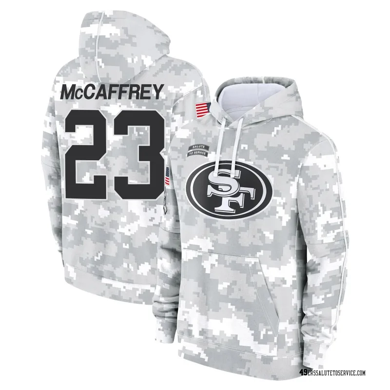 Men's Christian McCaffrey San Francisco 49ers Camo Arctic 2024 Salute to Service Club Fleece Pullover Hoodie
