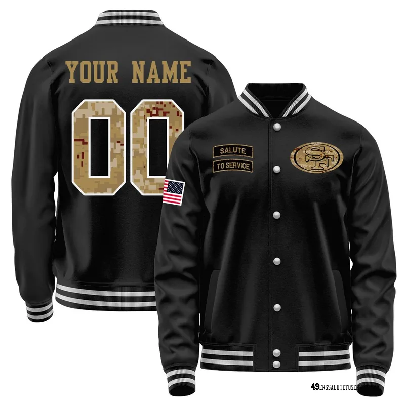 Men's Custom San Francisco 49ers Black Salute to Service Sideline Performance Jacket