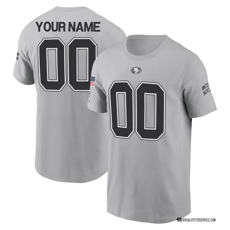 Men's Custom San Francisco 49ers Gray 2024 Salute to Service Name & Number T-Shirt