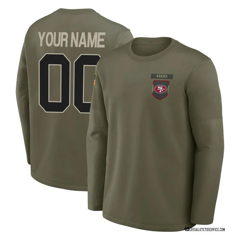 Men's Custom San Francisco 49ers Olive 2025 Salute to Service Sideline Coaches Long Sleeve T-Shirt