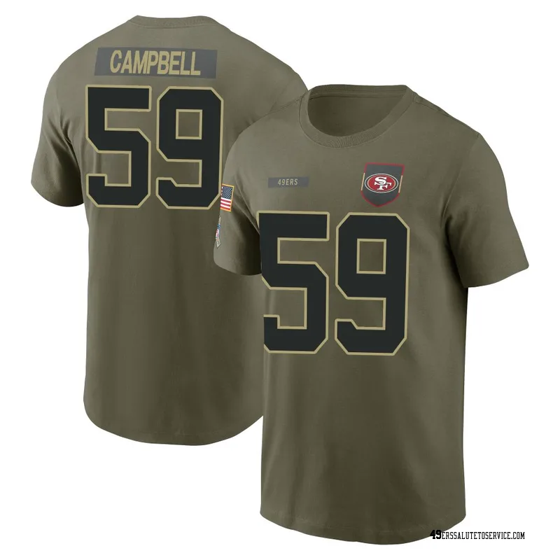 Men's De'Vondre Campbell San Francisco 49ers Olive 2025 Salute to Service Name & Number T-Shirt