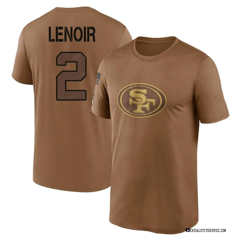 Men's Deommodore Lenoir San Francisco 49ers Legend Brown 2023 Salute To Service Performance T-Shirt