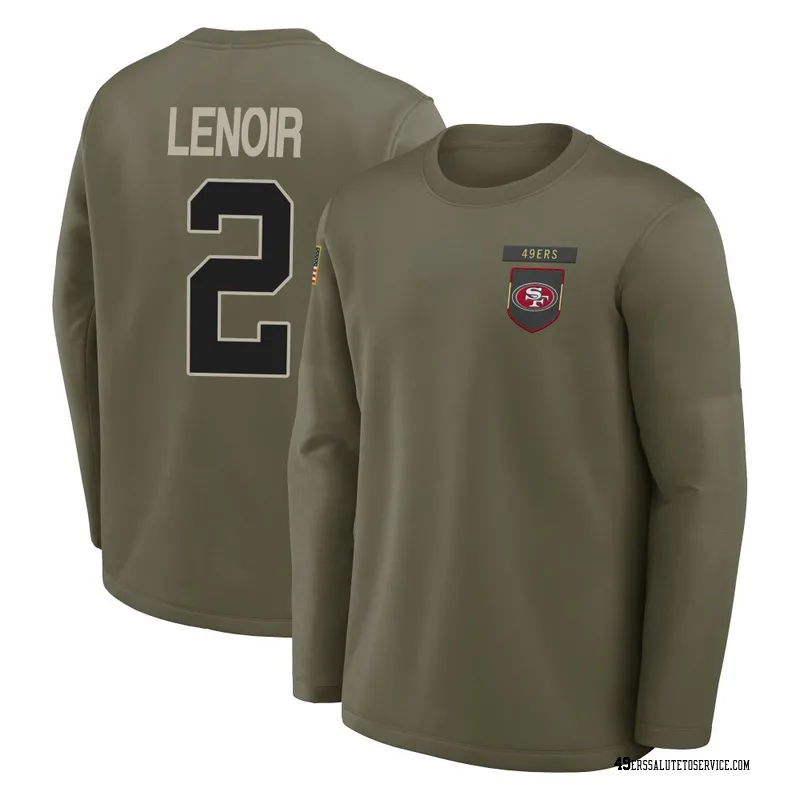 Men's Deommodore Lenoir San Francisco 49ers Olive 2025 Salute to Service Sideline Coaches Long Sleeve T-Shirt