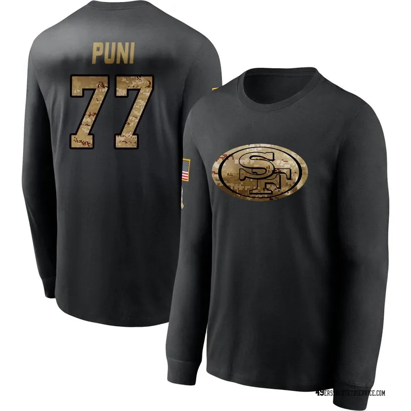 Men's Dominick Puni San Francisco 49ers Black 2020 Salute To Service Sideline Performance Long Sleeve T-Shirt