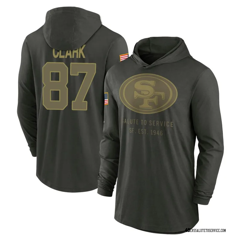 Men's Dwight Clark San Francisco 49ers Green Forest/ 2025 Salute to Service Sideline Lightweight Hooded Pullover Long Sleeve T-S