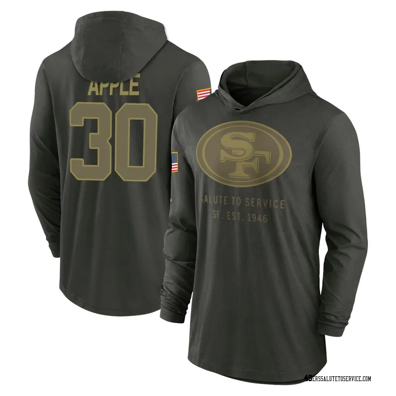 Men's Eli Apple San Francisco 49ers Green Forest/ 2025 Salute to Service Sideline Lightweight Hooded Pullover Long Sleeve T-Shir