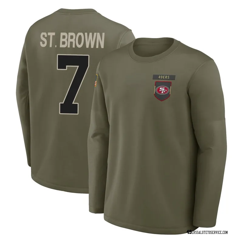 Men's Equanimeous St. Brown San Francisco 49ers Olive 2025 Salute to Service Sideline Coaches Long Sleeve T-Shirt