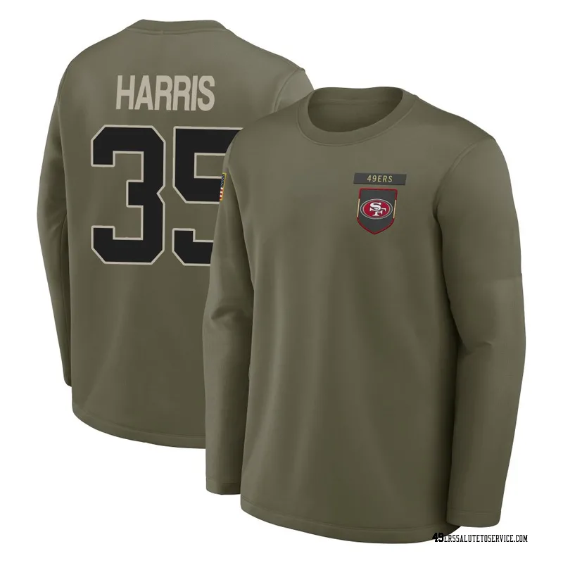 Men's Erik Harris San Francisco 49ers Olive 2025 Salute to Service Sideline Coaches Long Sleeve T-Shirt