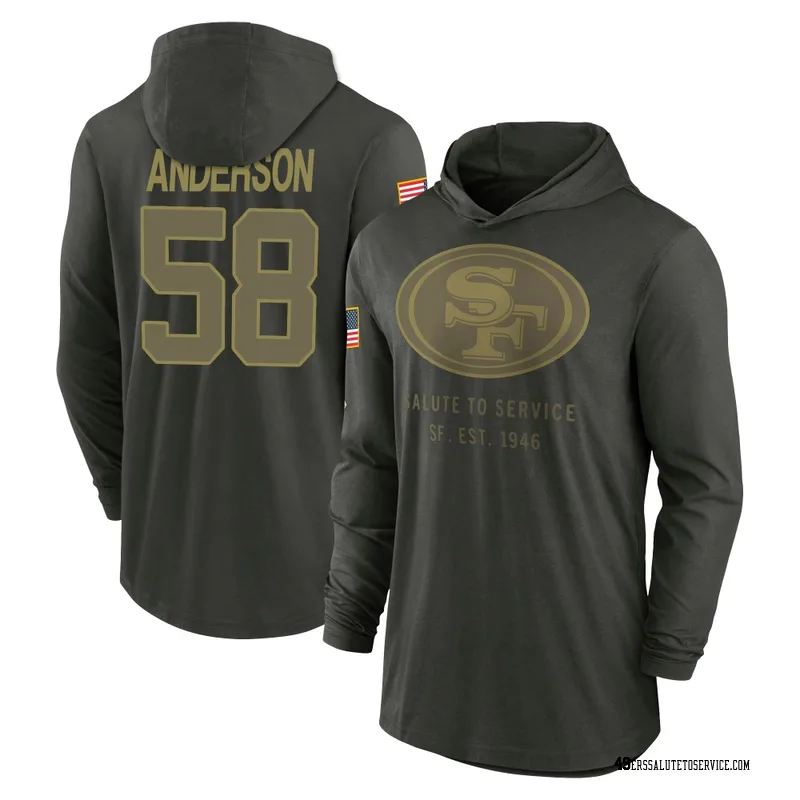 Men's Evan Anderson San Francisco 49ers Green Forest/ 2025 Salute to Service Sideline Lightweight Hooded Pullover Long Sleeve T-