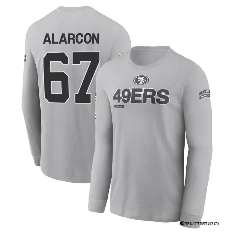 Men's Isaac Alarcon San Francisco 49ers Gray 2024 Salute to Service Long Sleeve T-Shirt