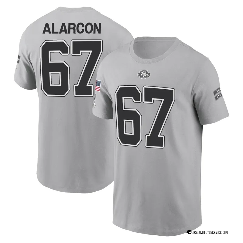 Men's Isaac Alarcon San Francisco 49ers Gray 2024 Salute to Service Name & Number T-Shirt