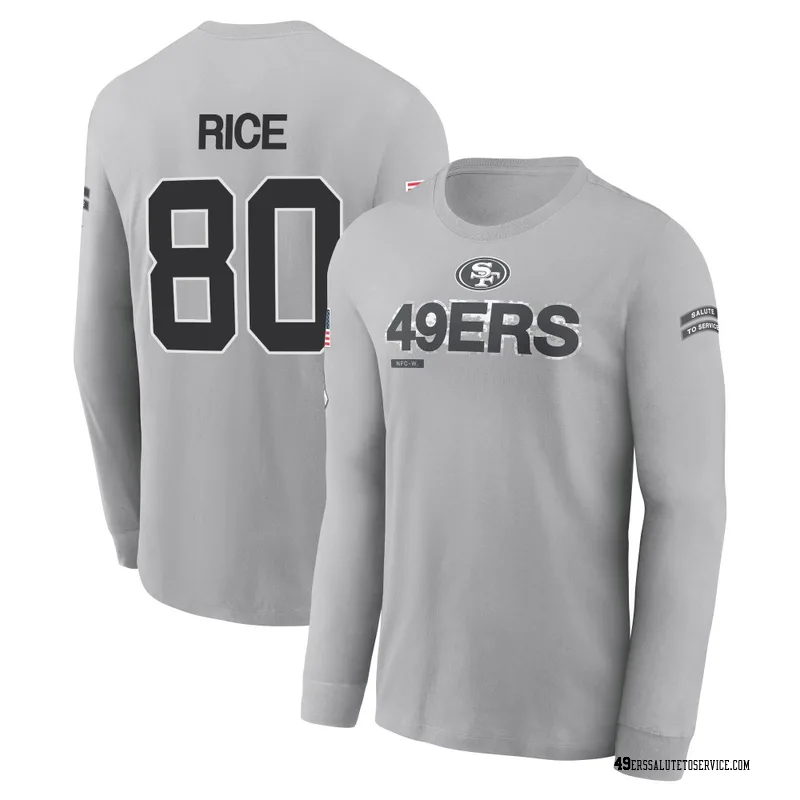 Men's Jerry Rice San Francisco 49ers Gray 2024 Salute to Service Long Sleeve T-Shirt