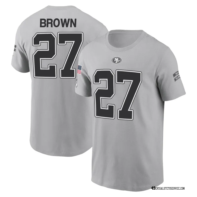 Men's Ji'Ayir Brown San Francisco 49ers Gray 2024 Salute to Service Name & Number T-Shirt