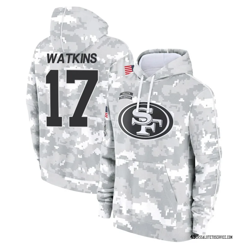 Men's Jordan Watkins San Francisco 49ers Camo Arctic 2024 Salute to Service Club Fleece Pullover Hoodie