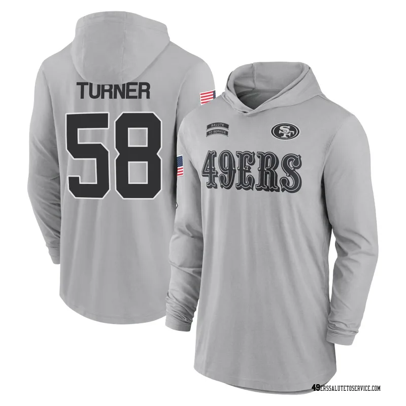 Men's Keena Turner San Francisco 49ers Gray 2024 Salute to Service Lightweight Performance Long Sleeve Hooded T-Shirt