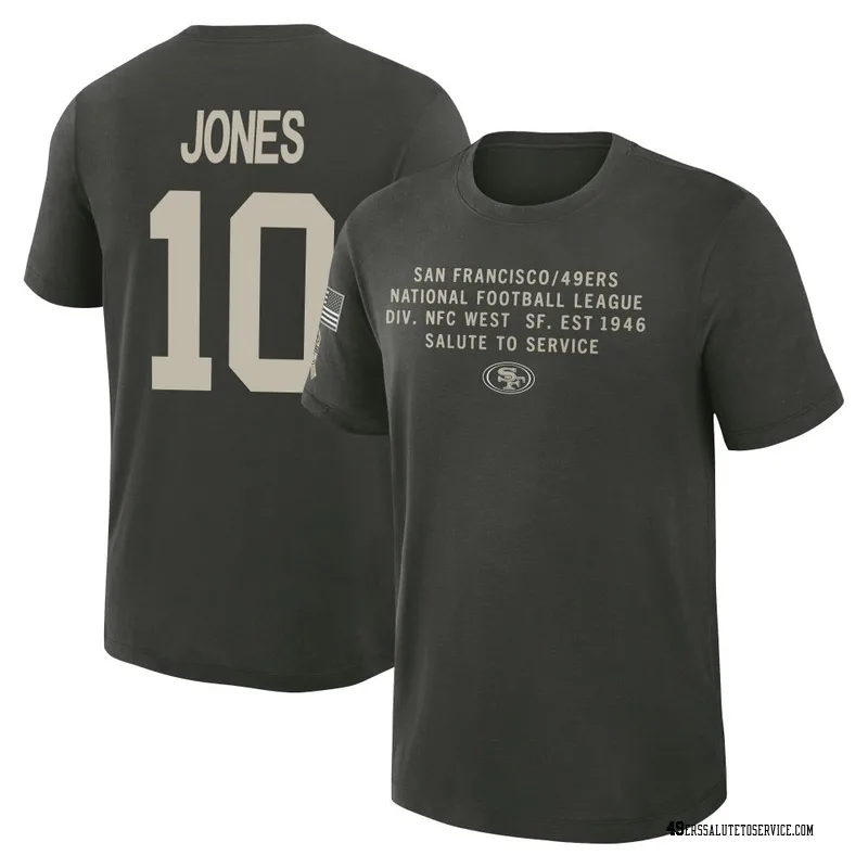 Men's Mac Jones San Francisco 49ers Green Dark/ 2025 Salute to Service Sideline Slub T-Shirt