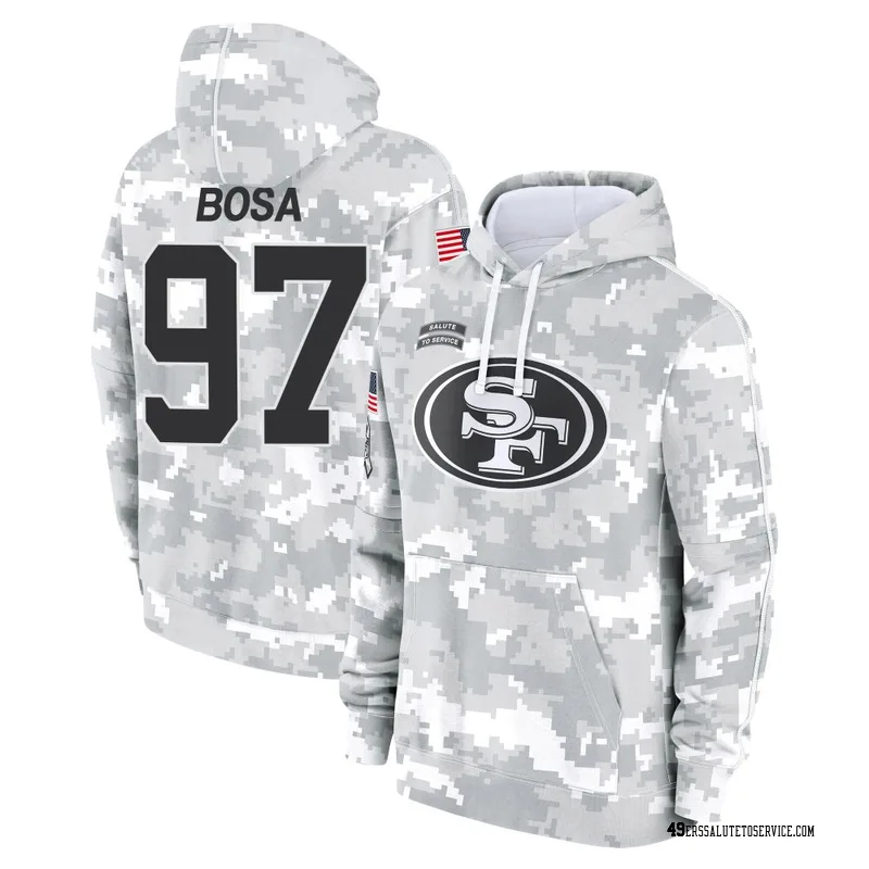 Men's Nick Bosa San Francisco 49ers Camo Arctic 2024 Salute to Service Club Fleece Pullover Hoodie