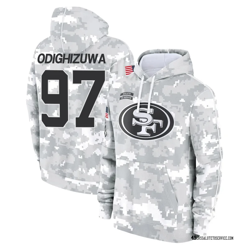 Men's Osa Odighizuwa San Francisco 49ers Camo Arctic 2024 Salute to Service Club Fleece Pullover Hoodie
