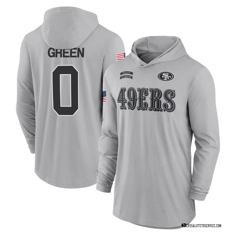 Men's Renardo Green San Francisco 49ers Gray 2024 Salute to Service Lightweight Performance Long Sleeve Hooded T-Shirt