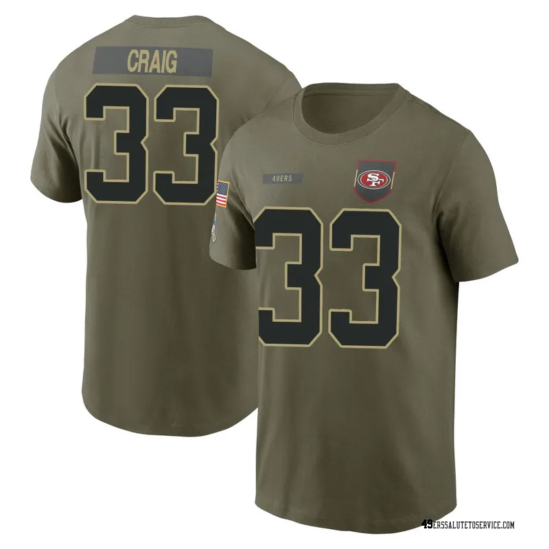 Men's Roger Craig San Francisco 49ers Olive 2025 Salute to Service Name & Number T-Shirt