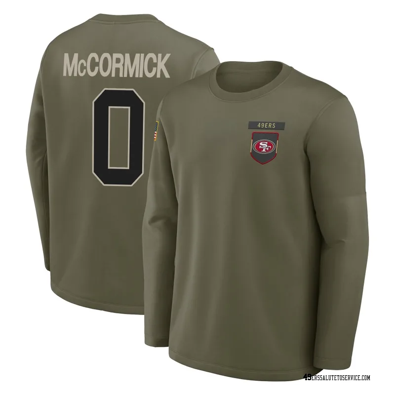 Men's Sincere McCormick San Francisco 49ers Olive 2025 Salute to Service Sideline Coaches Long Sleeve T-Shirt