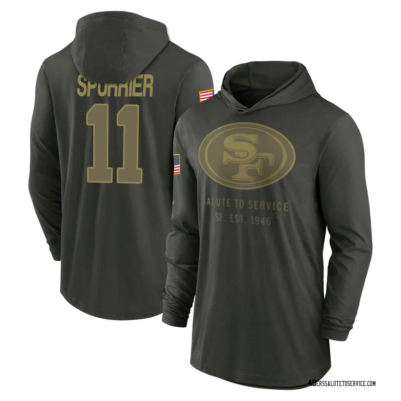 Men's Steve Spurrier San Francisco 49ers Green Forest/ 2025 Salute to Service Sideline Lightweight Hooded Pullover Long Sleeve T