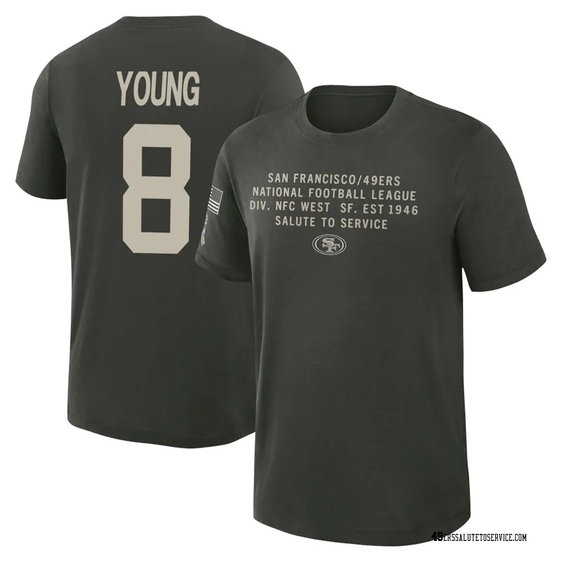 Men's Steve Young San Francisco 49ers Green Dark/ 2025 Salute to Service Sideline Slub T-Shirt