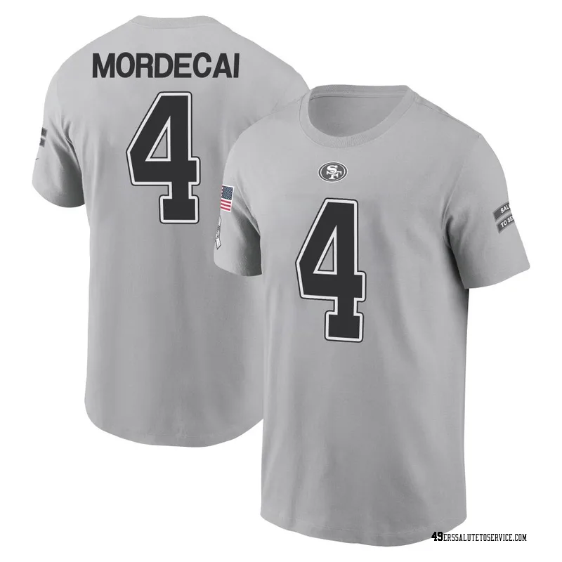Men's Tanner Mordecai San Francisco 49ers Gray 2024 Salute to Service Name & Number T-Shirt