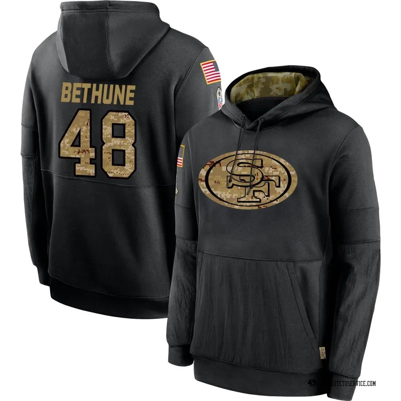 Men's Tatum Bethune San Francisco 49ers Black 2020 Salute to Service Sideline Performance Pullover Hoodie