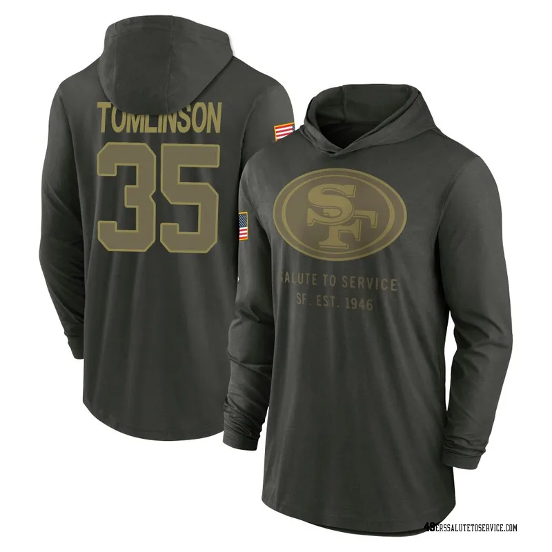 Men's Tre Tomlinson San Francisco 49ers Green Forest/ 2025 Salute to Service Sideline Lightweight Hooded Pullover Long Sleeve T-