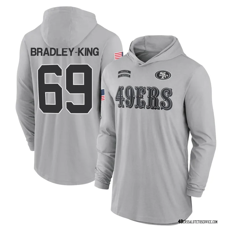 Men's William Bradley-King San Francisco 49ers Gray 2024 Salute to Service Lightweight Performance Long Sleeve Hooded T-Shirt