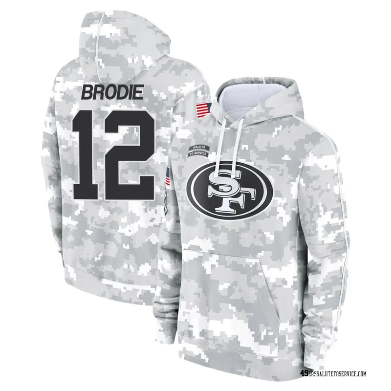 Men's Wilson John Brodie San Francisco 49ers Camo Arctic 2024 Salute to Service Club Fleece Pullover Hoodie