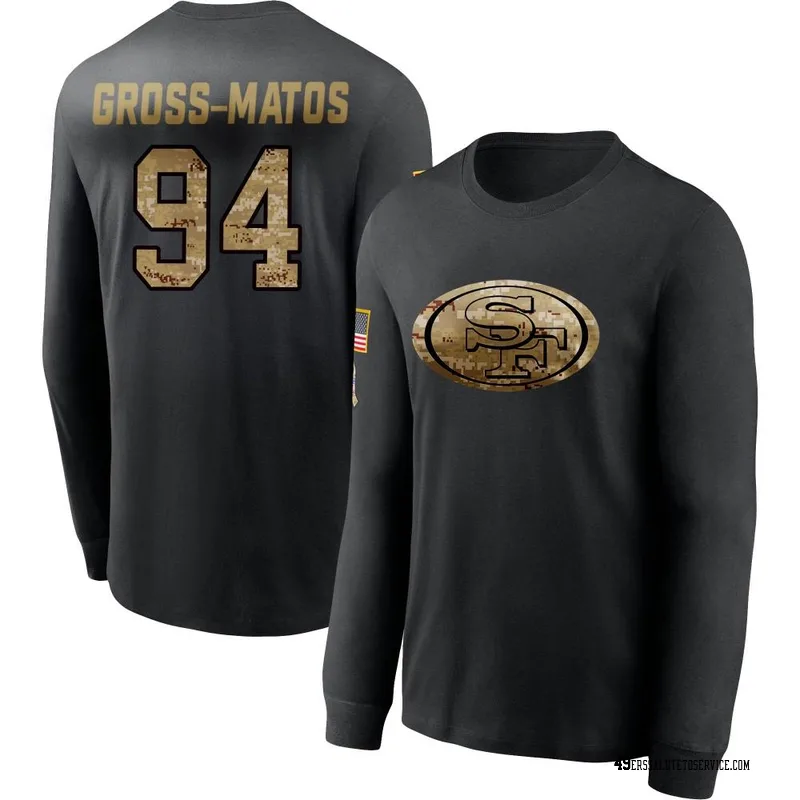 Men's Yetur Gross-Matos San Francisco 49ers Black 2020 Salute To Service Sideline Performance Long Sleeve T-Shirt