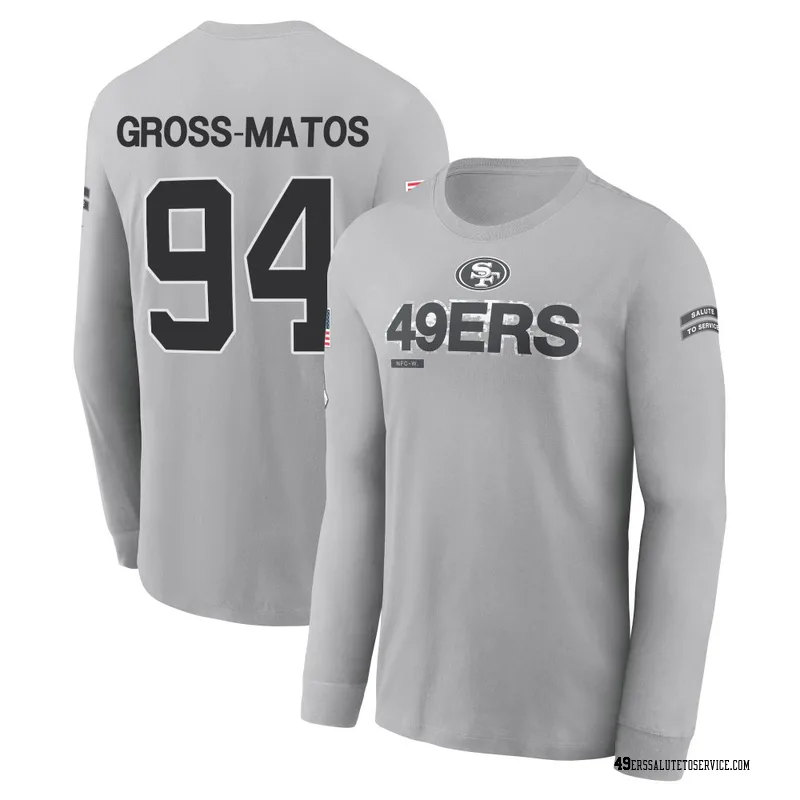 Men's Yetur Gross-Matos San Francisco 49ers Gray 2024 Salute to Service Long Sleeve T-Shirt
