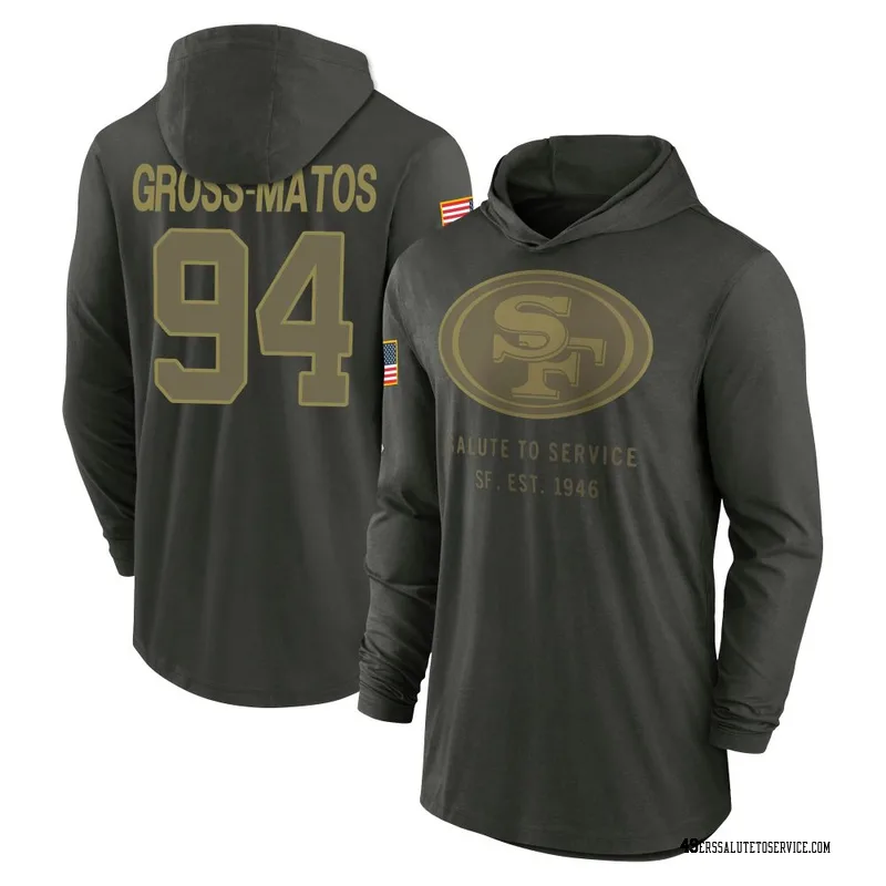 Men's Yetur Gross-Matos San Francisco 49ers Green Forest/ 2025 Salute to Service Sideline Lightweight Hooded Pullover Long Sleev