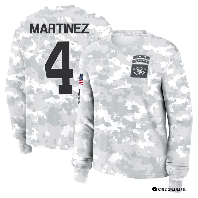 Women's Adrian Martinez San Francisco 49ers Camo Arctic 2024 Salute to Service Long Sleeve T-Shirt