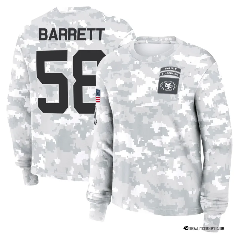 Women's Alex Barrett San Francisco 49ers Camo Arctic 2024 Salute to Service Long Sleeve T-Shirt