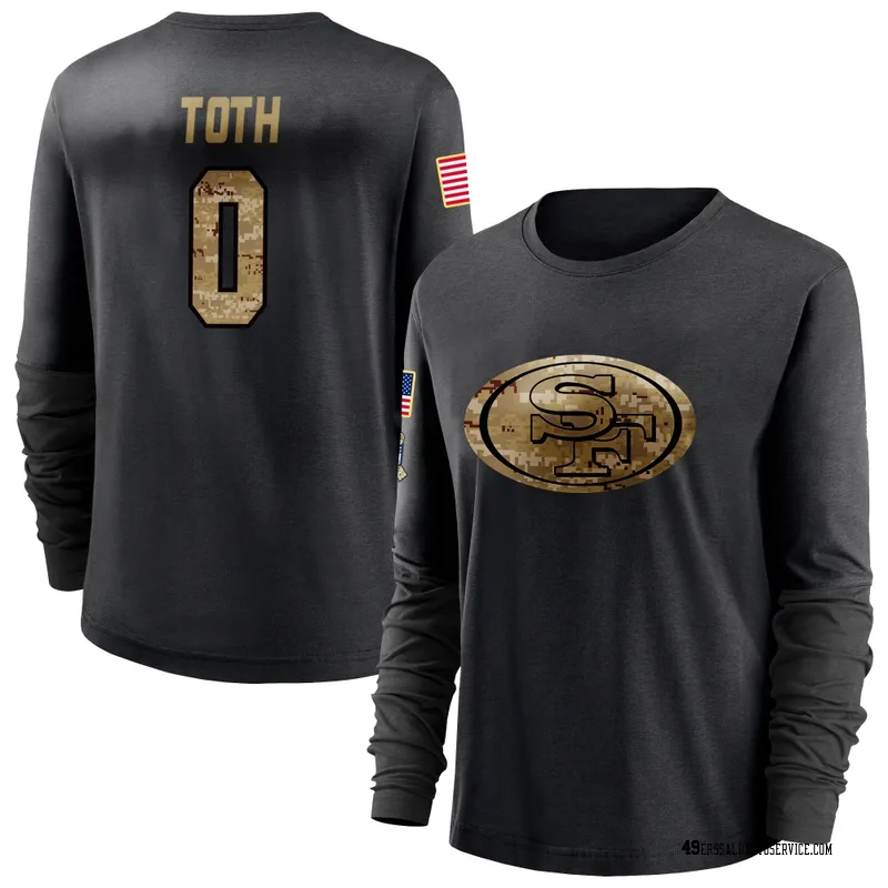 Women's Brett Toth San Francisco 49ers Black 2020 Salute To Service Sideline Performance Long Sleeve T-Shirt