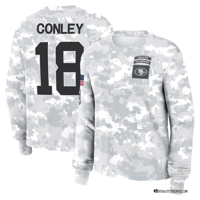 Women's Chris Conley San Francisco 49ers Camo Arctic 2024 Salute to Service Long Sleeve T-Shirt