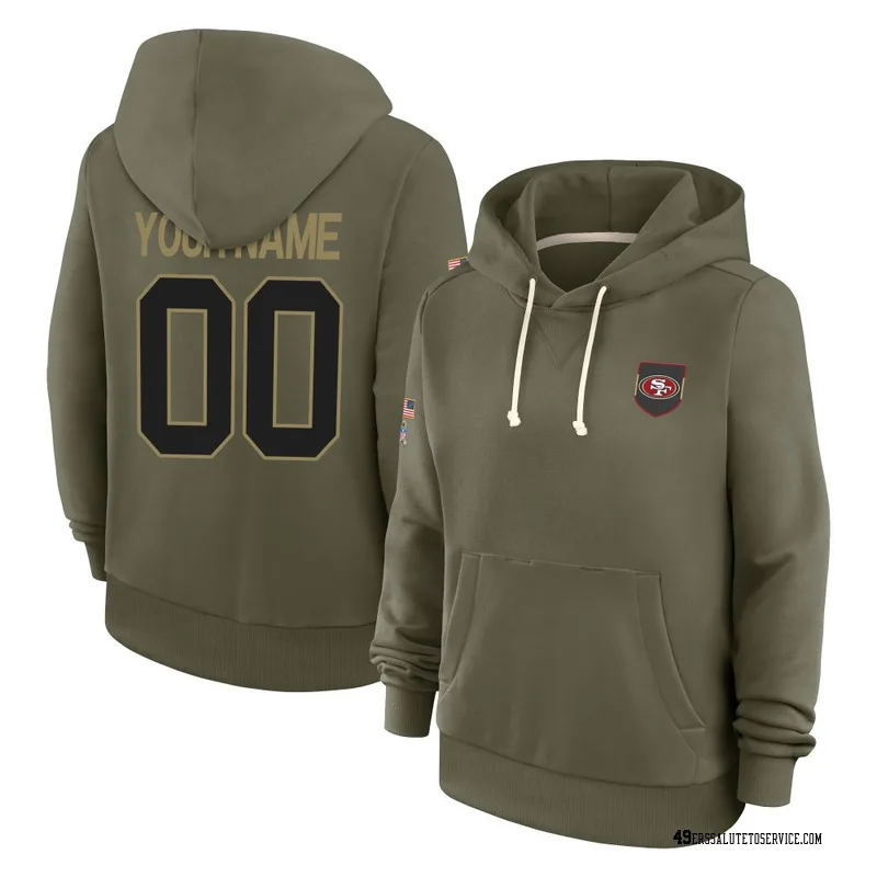 Women's Custom San Francisco 49ers Olive 2025 Salute to Service Hoodie