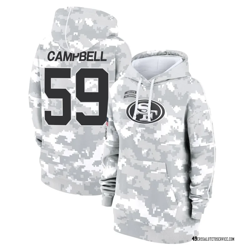 Women's De'Vondre Campbell San Francisco 49ers Camo Arctic 2024 Salute to Service Club Fleece Pullover Hoodie