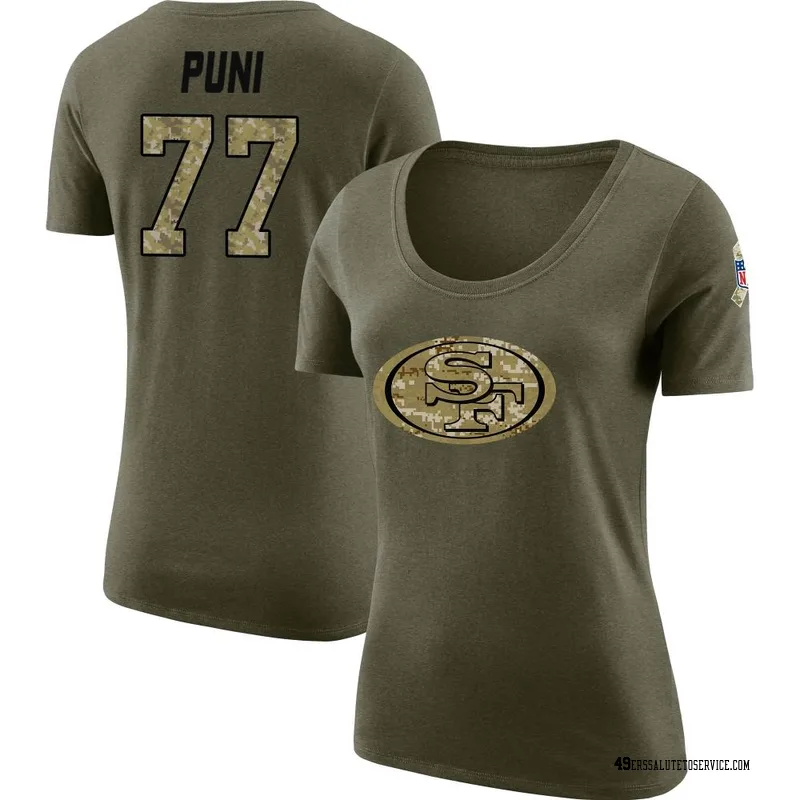 Women's Dominick Puni San Francisco 49ers Legend Olive Salute to Service Scoop Neck T-Shirt