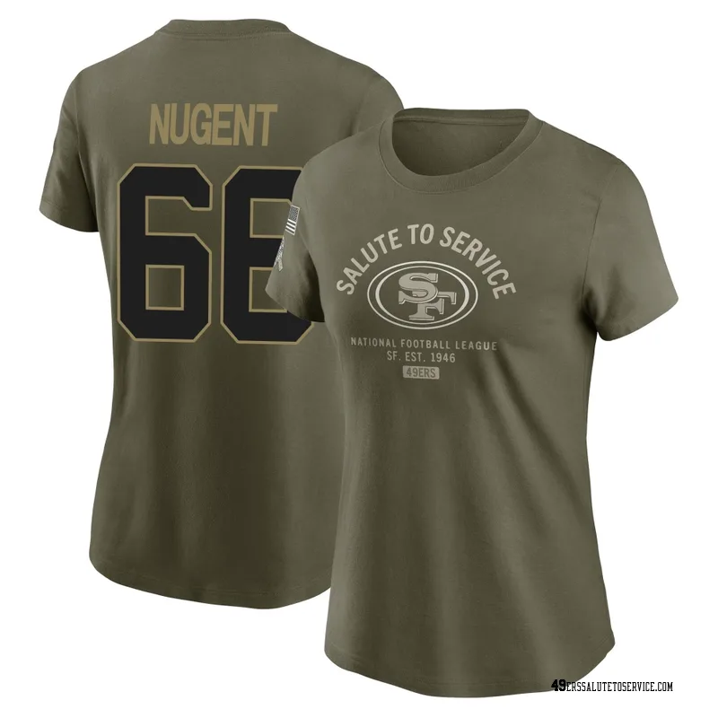 Women's Drake Nugent San Francisco 49ers Olive 2025 Salute to Service Sideline T-Shirt