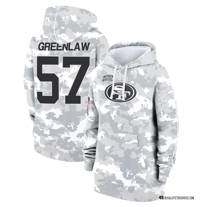 Women's Dre Greenlaw San Francisco 49ers Camo Arctic 2024 Salute to Service Club Fleece Pullover Hoodie