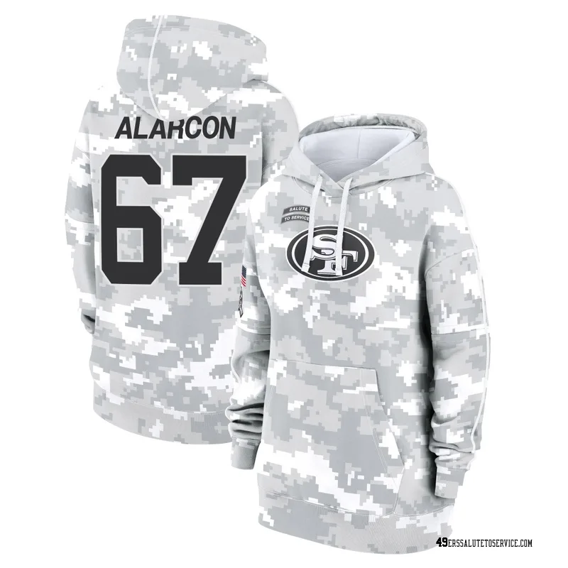 Women's Isaac Alarcon San Francisco 49ers Camo Arctic 2024 Salute to Service Club Fleece Pullover Hoodie