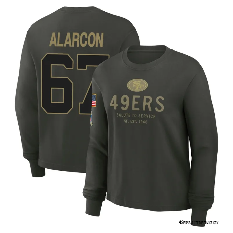 Women's Isaac Alarcon San Francisco 49ers Green Dark/ 2025 Salute to Service Sideline Long Sleeve T-Shirt